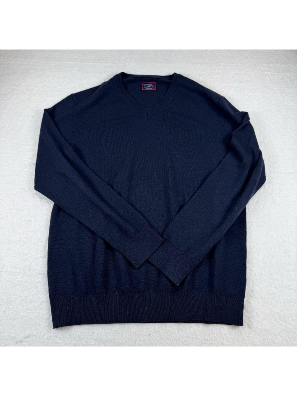 UNTUCKit Sweater Mens Size L Blue V-Neck Merino Wool Lightweight Knit Pullover